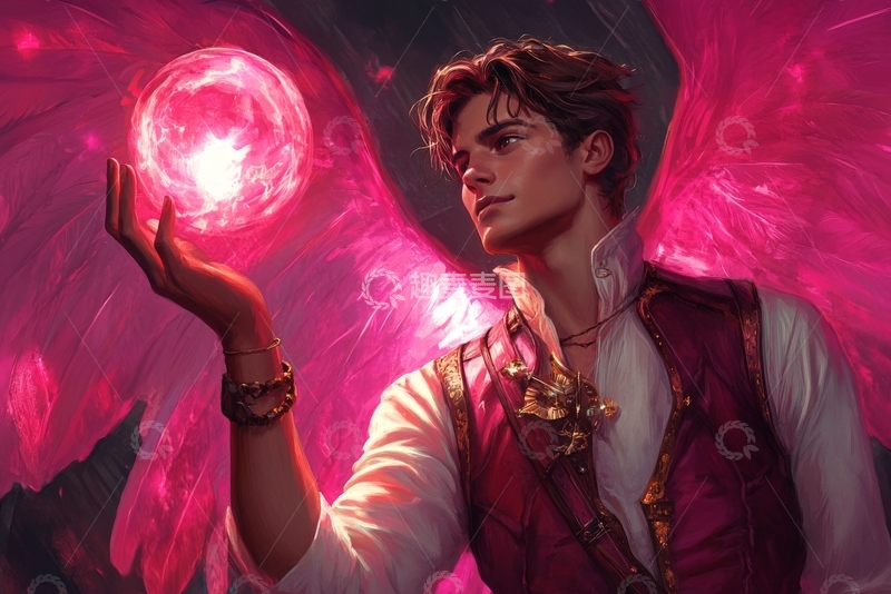 高清大图下载【趣麦麦图】手持光球的羽翼青年