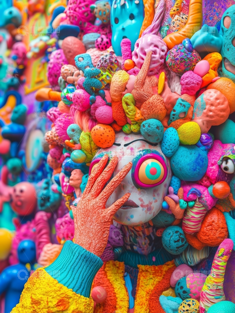 高清大图下载【趣麦麦图】色彩斑斓的面具与装饰背景