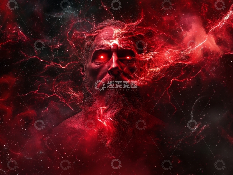 高清大图下载【趣麦麦图】神秘红光环绕的男子头像