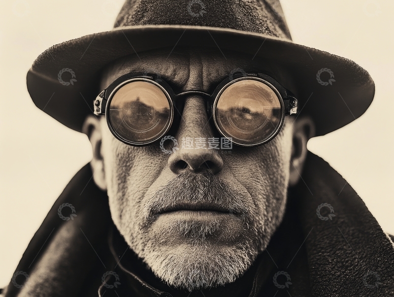 高清大图下载【趣麦麦图】戴复古护目镜的男子肖像