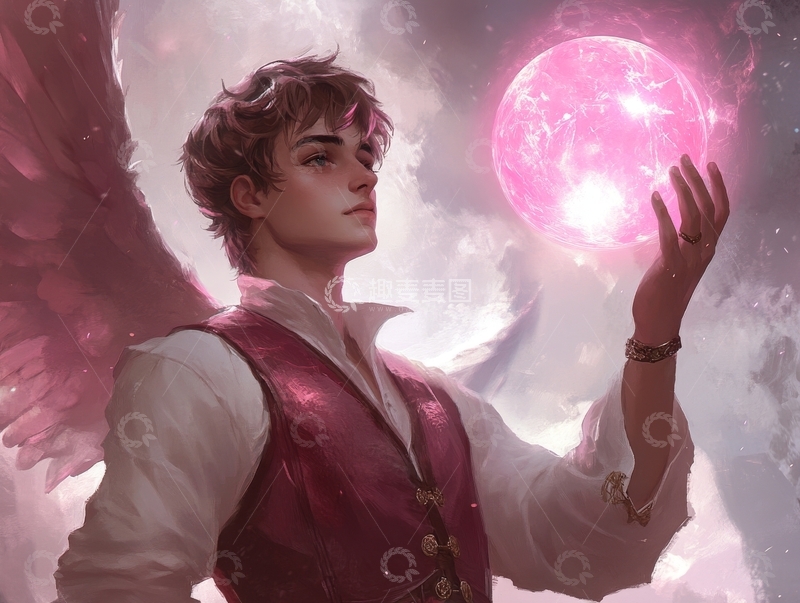 高清大图下载【趣麦麦图】天使少年手握光球