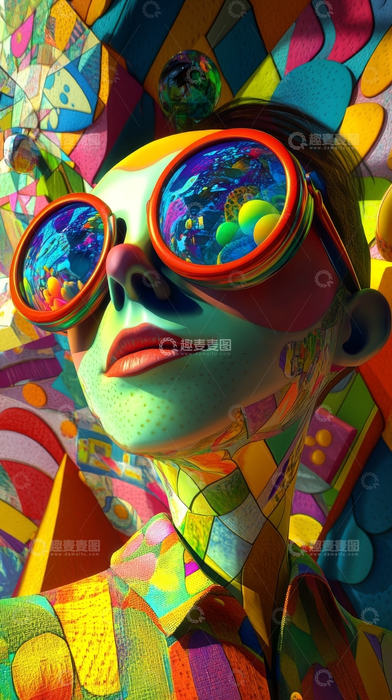 高清大图下载【趣麦麦图】色彩斑斓的抽象人物肖像