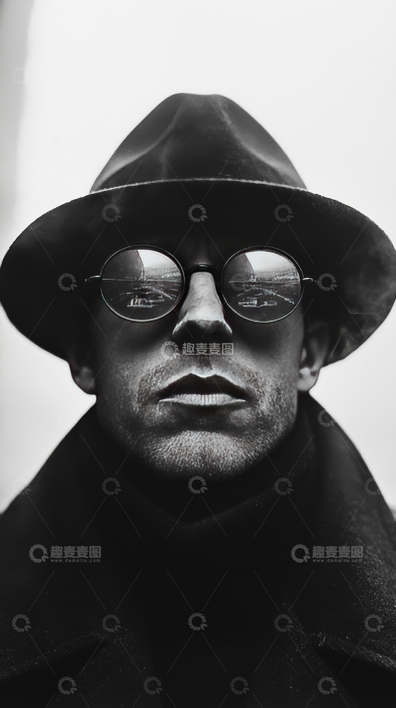 高清大图下载【趣麦麦图】黑白色调下的男子肖像