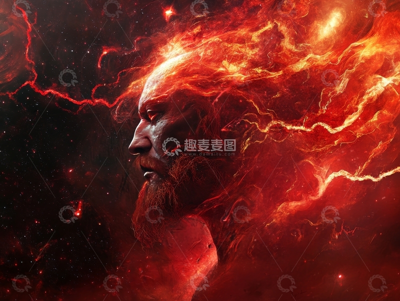 高清大图下载【趣麦麦图】火焰环绕的神秘人物侧脸