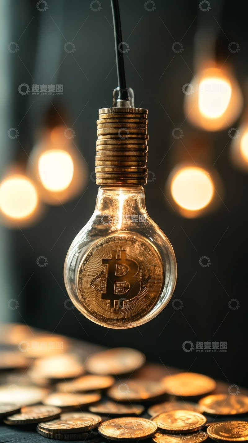 高清大图下载【趣麦麦图】比特币灯泡创意设计