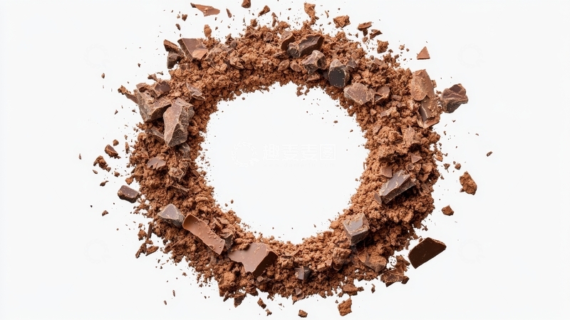 高清大图下载【趣麦麦图】巧克力碎片与可可粉组成的圆形图案
