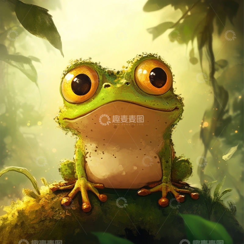 高清大图下载【趣麦麦图】雨林中的大眼青蛙