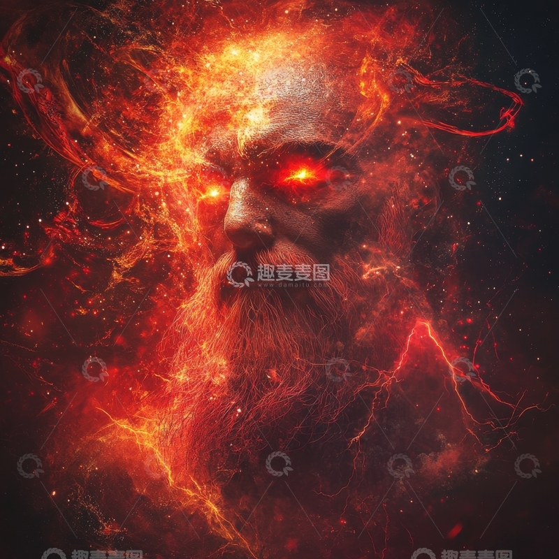 高清大图下载【趣麦麦图】火焰中的神秘面孔