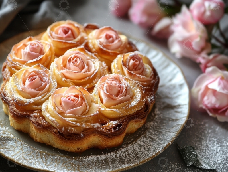 高清大图下载【趣麦麦图】玫瑰花形甜点精致摆盘