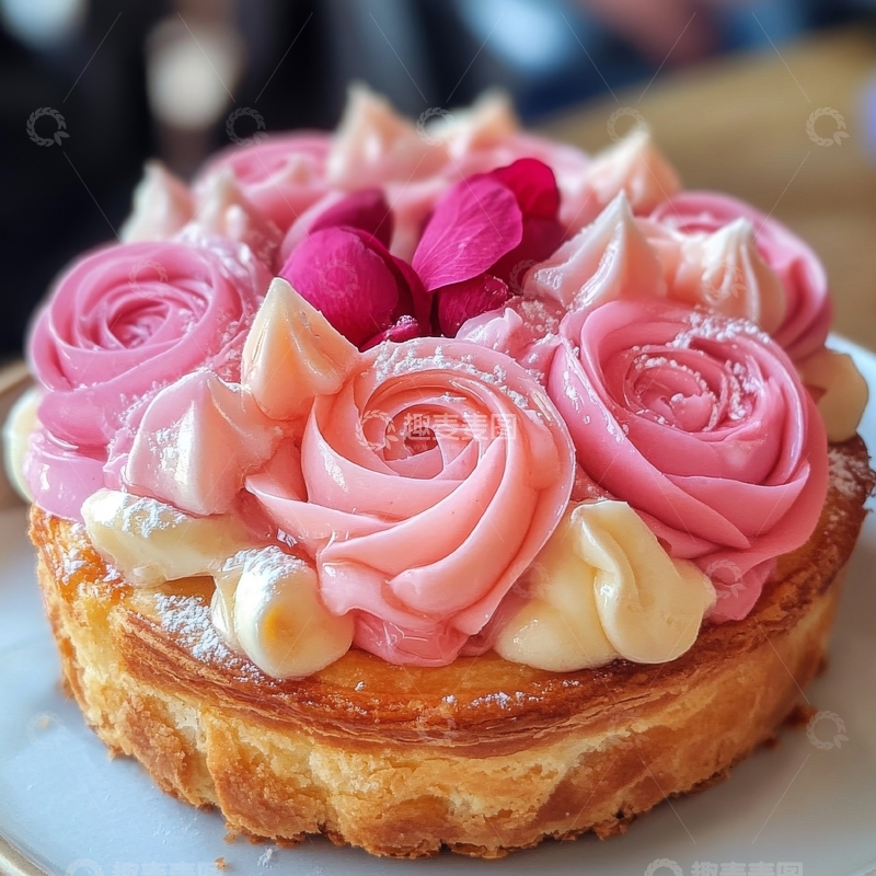 高清大图下载【趣麦麦图】粉色玫瑰奶油挞