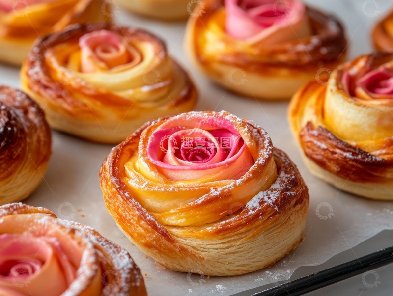 高清大图下载【趣麦麦图】玫瑰花形面包，精致烘焙美食