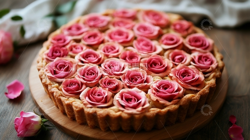 高清大图下载【趣麦麦图】玫瑰花装饰的精美甜点