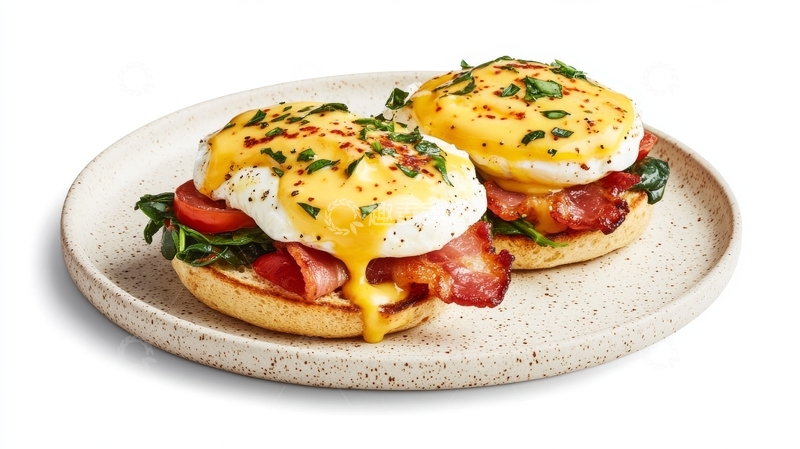 高清大图下载【趣麦麦图】荷包蛋配培根英式松饼
