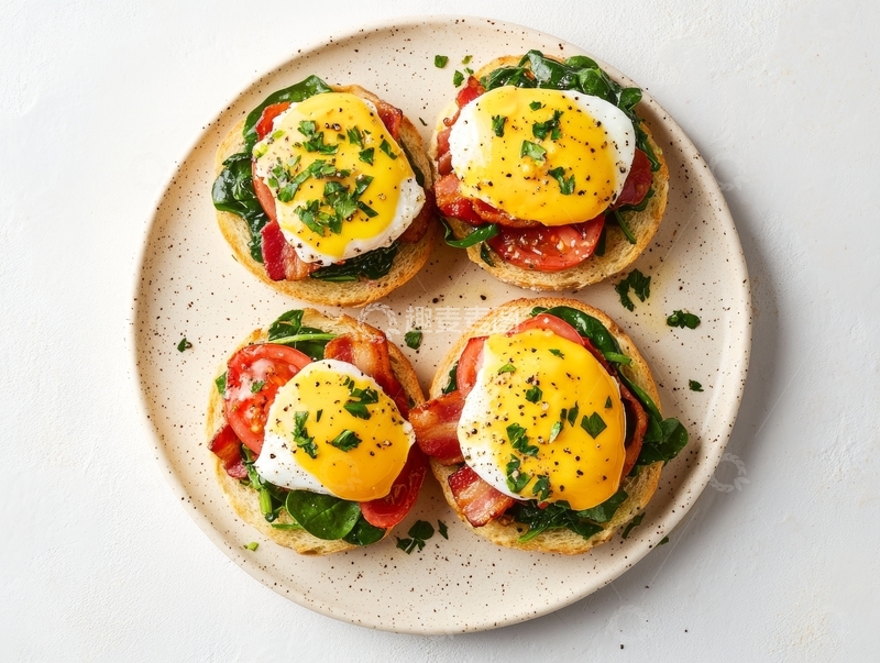 高清大图下载【趣麦麦图】四份班尼迪克蛋早餐