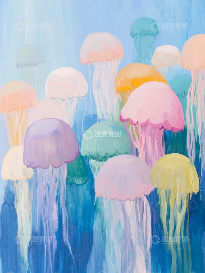 高清大图下载【趣麦麦图】色彩斑斓的水母群