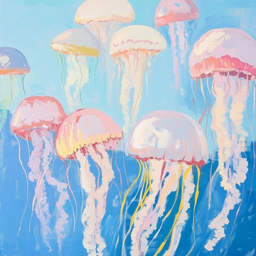 水下漂浮的粉色水母群