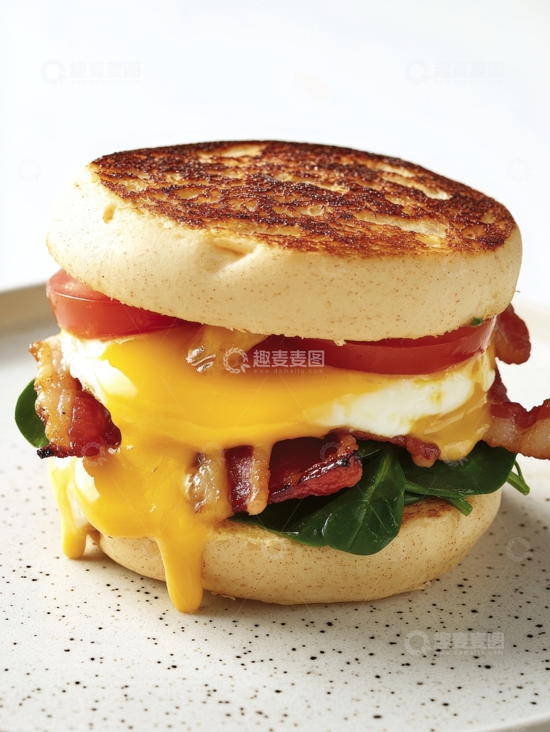 高清大图下载【趣麦麦图】煎蛋培根三明治