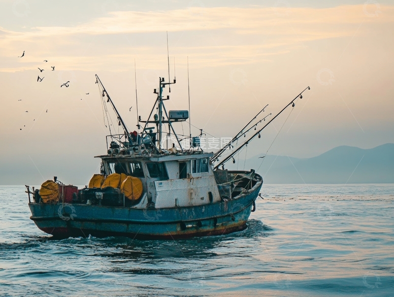 高清大图下载【趣麦麦图】海上作业的渔船