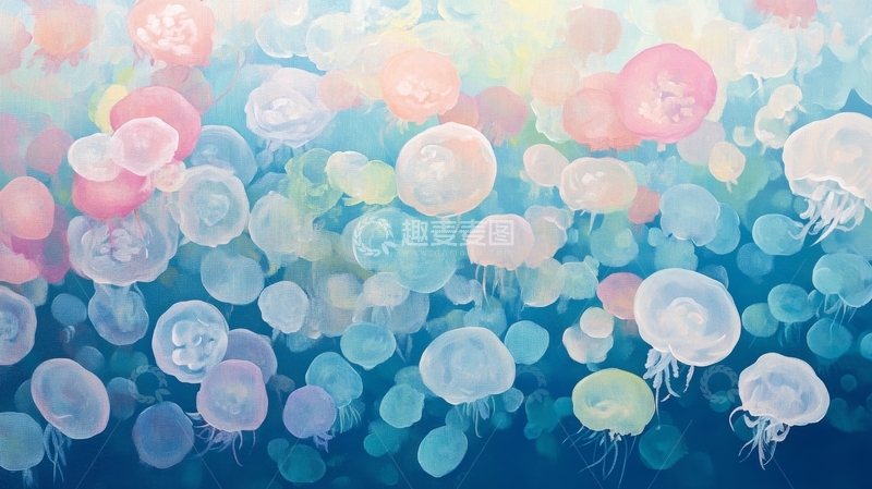 高清大图下载【趣麦麦图】色彩斑斓的水母群