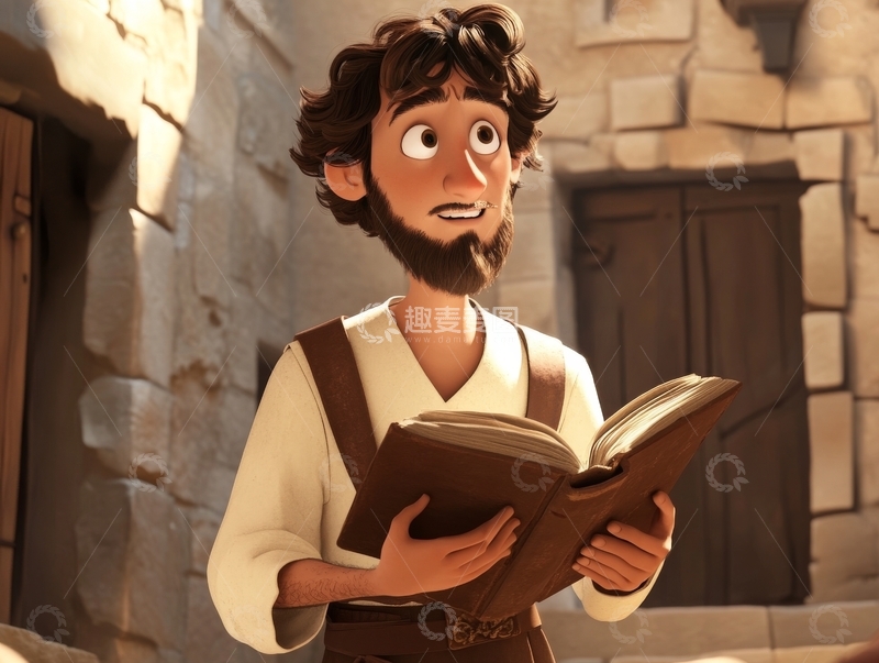 高清大图下载【趣麦麦图】中世纪男子专注阅读书籍