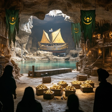 洞穴中的神秘船只与宝藏