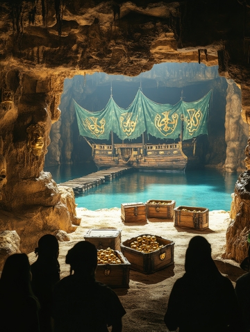 洞穴宝藏与神秘船只