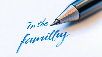 钢笔书写&ldquo;in the family&rdquo;字样