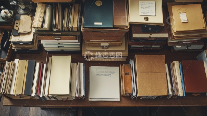 高清大图下载【趣麦麦图】整齐排列的文件柜与书籍