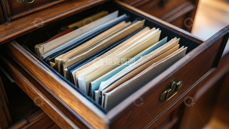 高清大图下载【趣麦麦图】木质抽屉中的文件夹