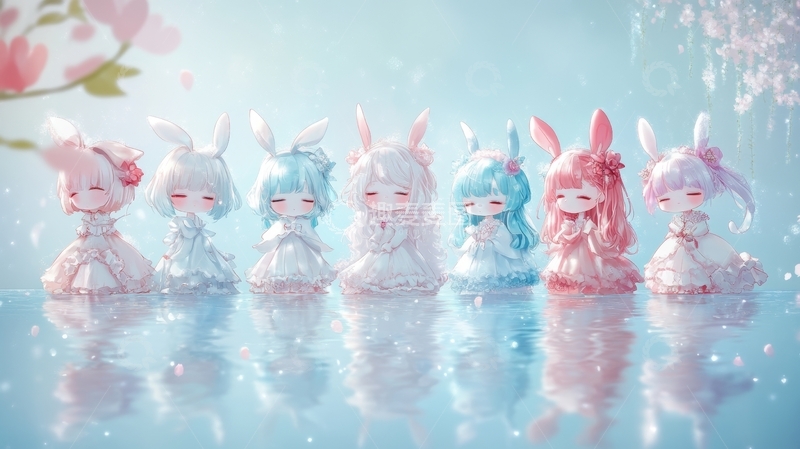 高清大图下载【趣麦麦图】梦幻水边的可爱角色群像