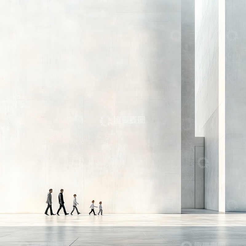 高清大图下载【趣麦麦图】五人并行于现代建筑旁
