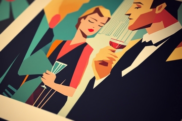 复古风格的男女社交场景