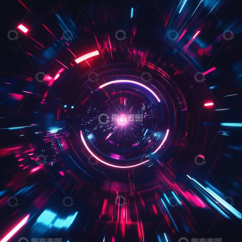 高清大图下载【趣麦麦图】霓虹光影的未来科技隧道
