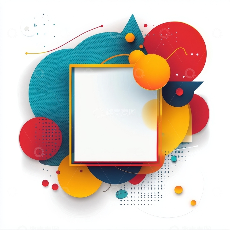 高清大图下载【趣麦麦图】多彩几何图形围绕空白框架
