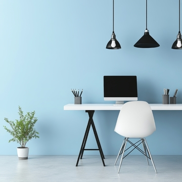 简约现代办公桌与吊灯