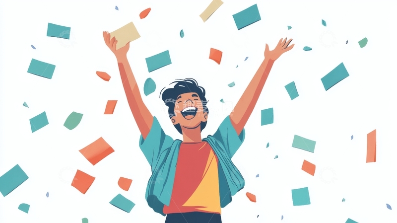 高清大图下载【趣麦麦图】庆祝时刻：人物抛洒彩纸