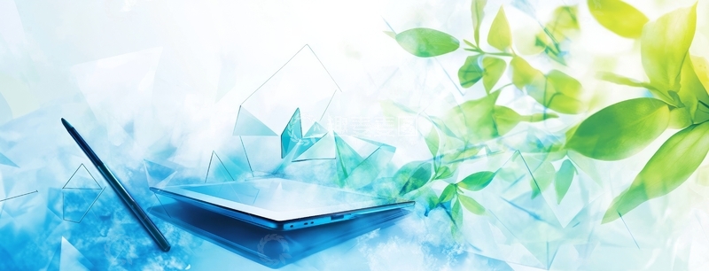 高清大图下载【趣麦麦图】蓝色书本与绿色植物的抽象艺术