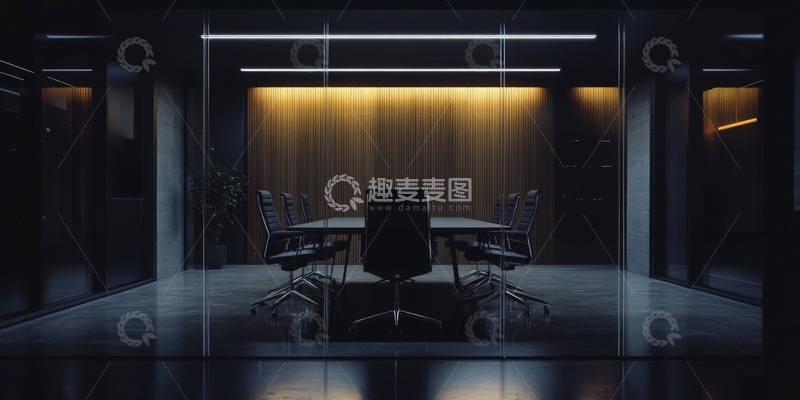 高清大图下载【趣麦麦图】现代会议室内部夜景
