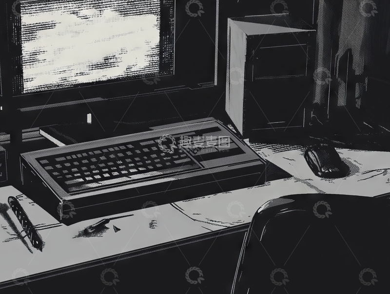 高清大图下载【趣麦麦图】黑白风格的电脑工作台