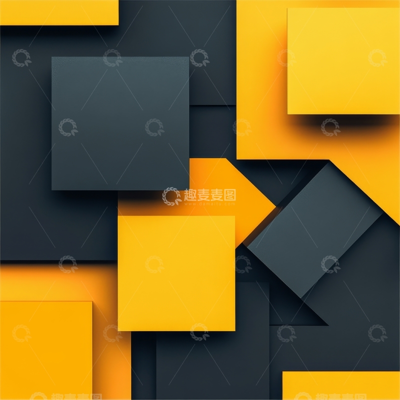 高清大图下载【趣麦麦图】黑黄方块几何抽象背景