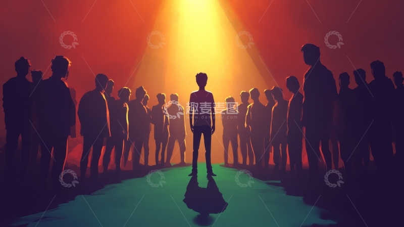 高清大图下载【趣麦麦图】聚光灯下的孤独身影