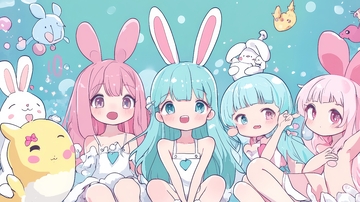 可爱少女与萌宠的梦幻场景