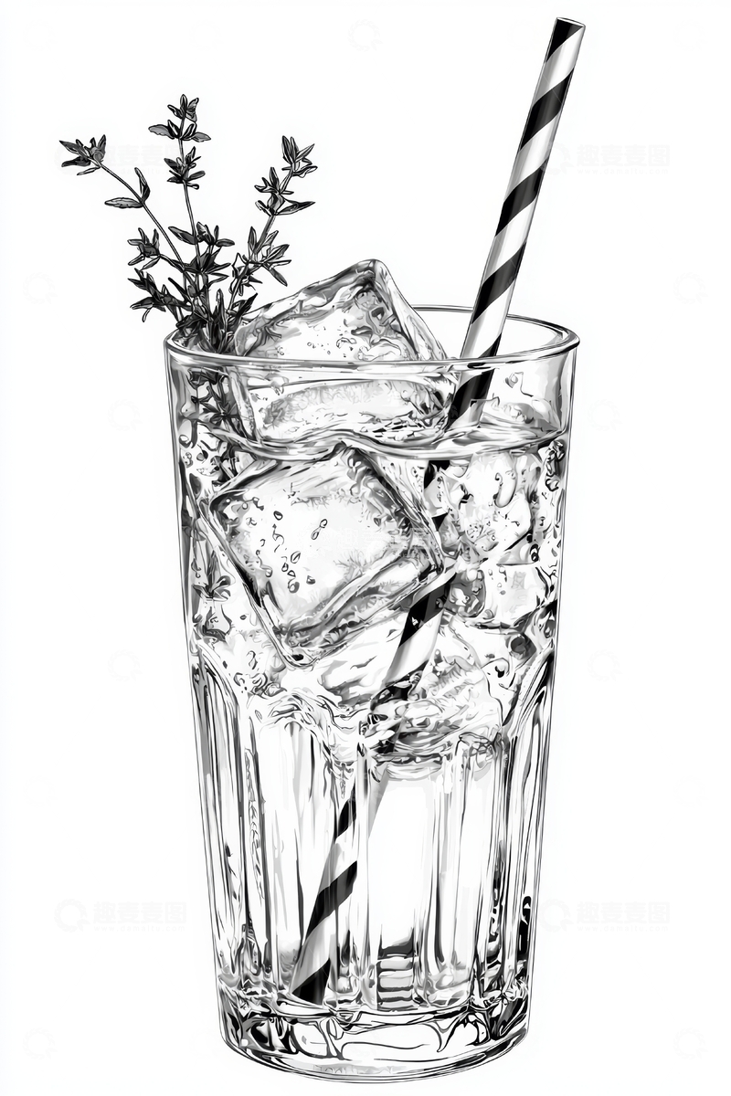 高清大图下载【趣麦麦图】冰块与薄荷的清凉饮品