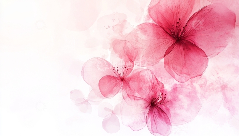 高清大图下载【趣麦麦图】粉色透明花朵的艺术渲染