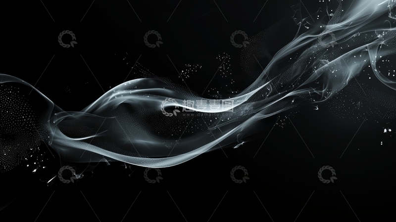 高清大图下载【趣麦麦图】黑色背景上的白色烟雾流动