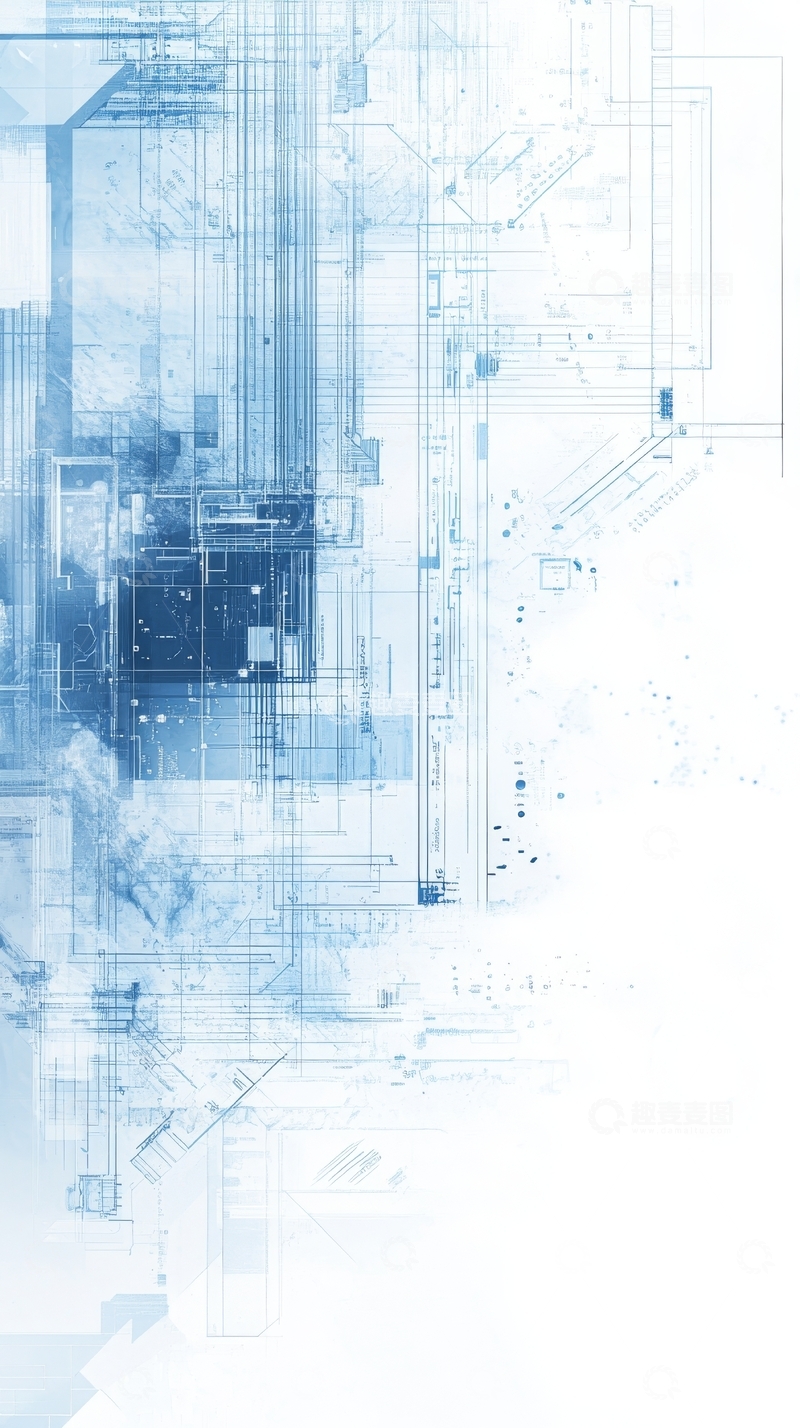 高清大图下载【趣麦麦图】蓝色线条构成的抽象科技图案