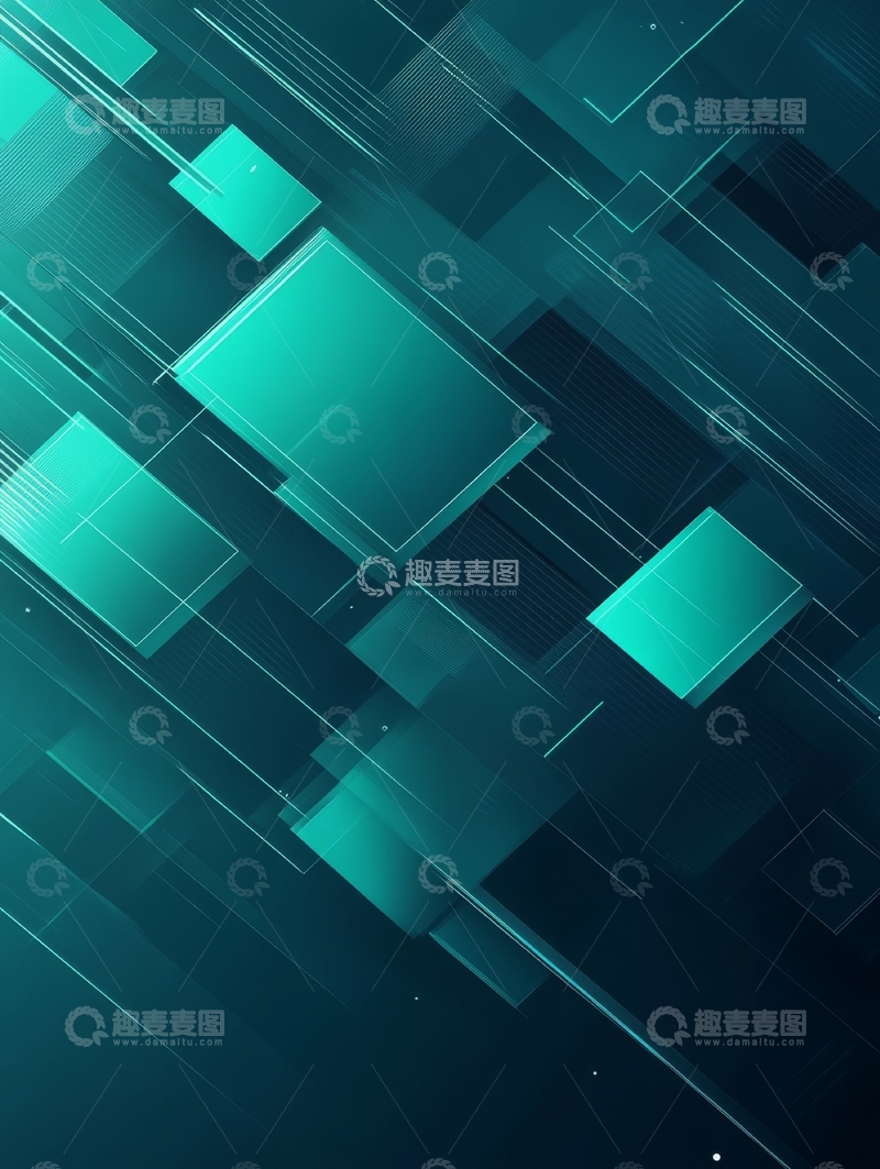 高清大图下载【趣麦麦图】青绿色几何方块抽象背景