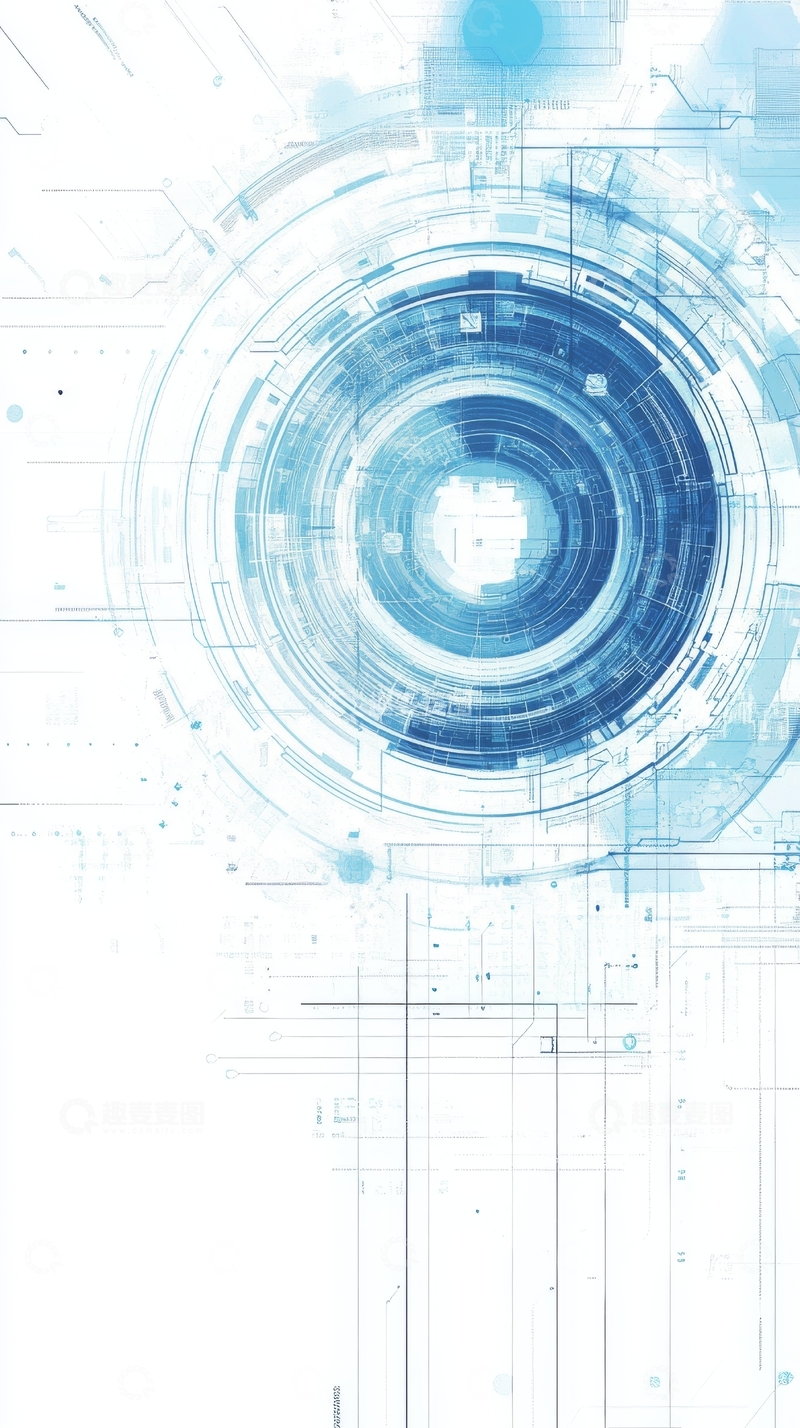 高清大图下载【趣麦麦图】蓝色科技圆环抽象背景