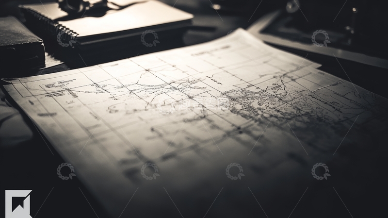 高清大图下载【趣麦麦图】桌面上的详细地图与笔记本