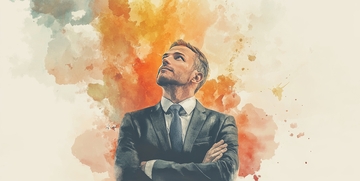 自信商务男士仰望思考